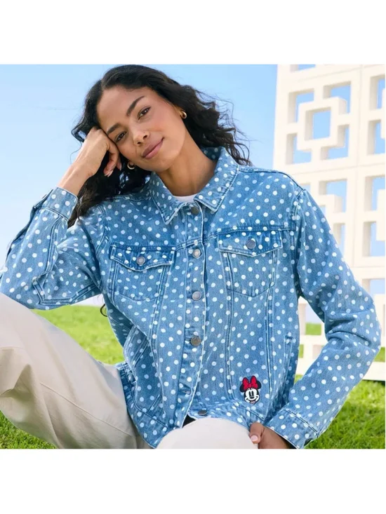Disney Parks Minnie Mouse Polka Dot Denim Jacket for Women 3X - Picture 2 of 5